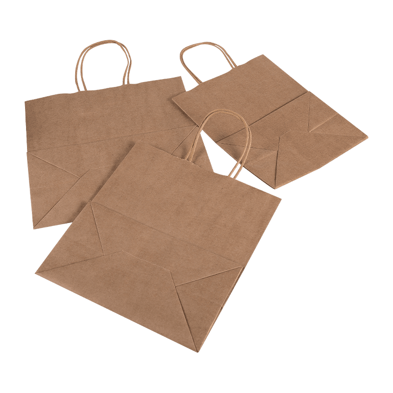 Bulk Kraft Paper Shopping Takeaway Bags med bærehåndtak