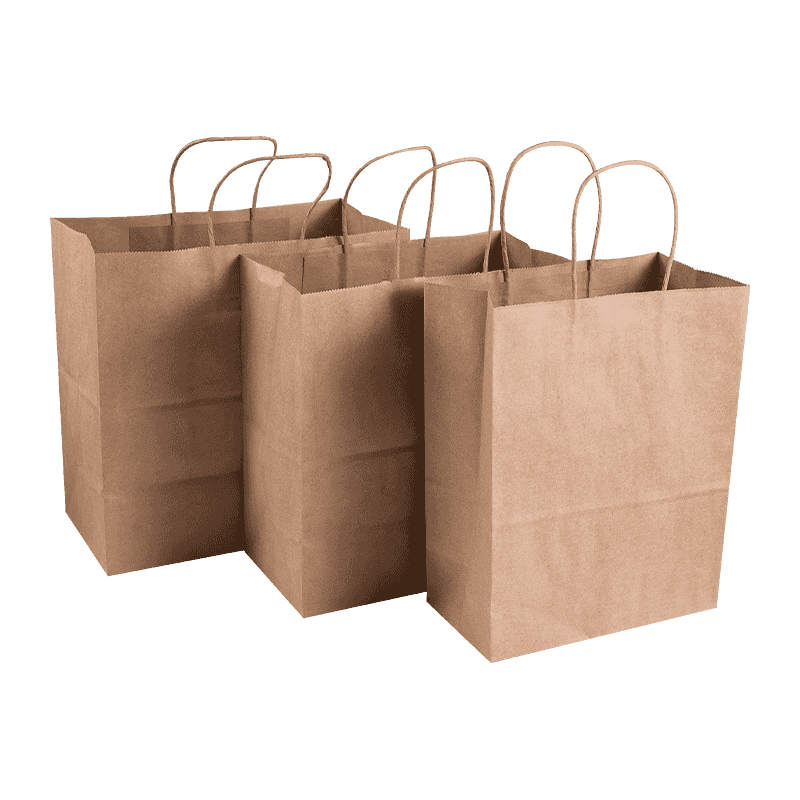 Bulk Kraft Paper Shopping Takeaway Bags med bærehåndtak